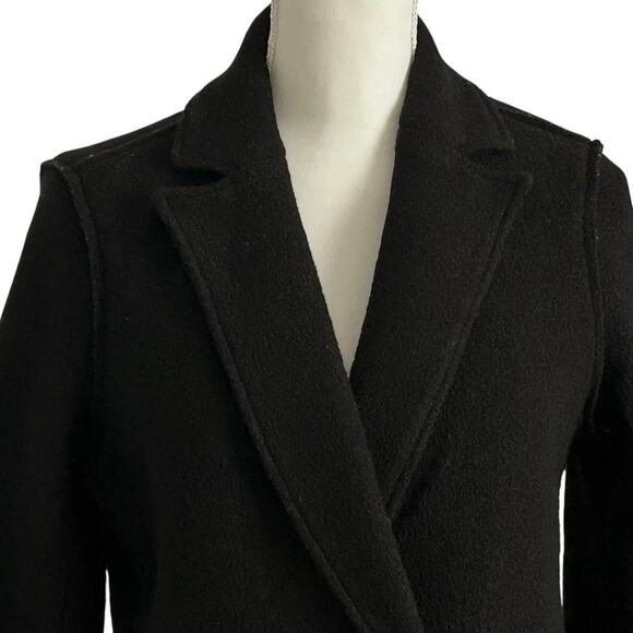 J.CREW Daphne Black Italian Wool Coat | Double Breasted Long Topcoat | Size 4 - Picture 3 of 8